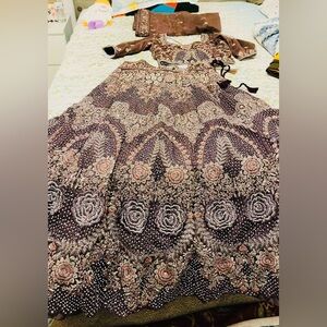 Elegant Brown Embroidered Traditional Outfit